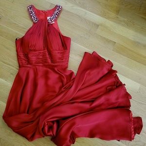 Red formal evening gown